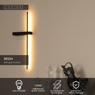 Lucide SEGIN - Applique murale - LED - 1x6W 2700K - Noir